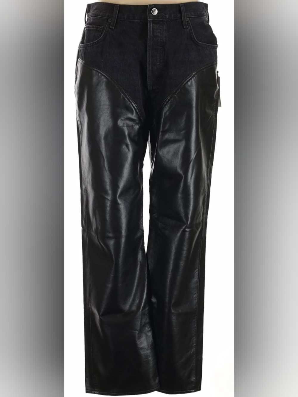 NWT AGOLDE Harley Straight Combo Leather Jeans Size 32 Rare And Sold Out